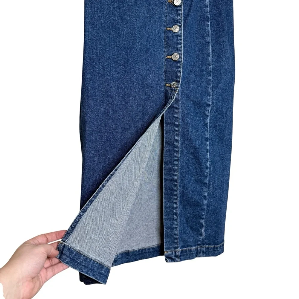Free People Jasmine Buttoned Denim Midi Skirt - Picture 4 of 10